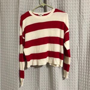 White and red crop sweater